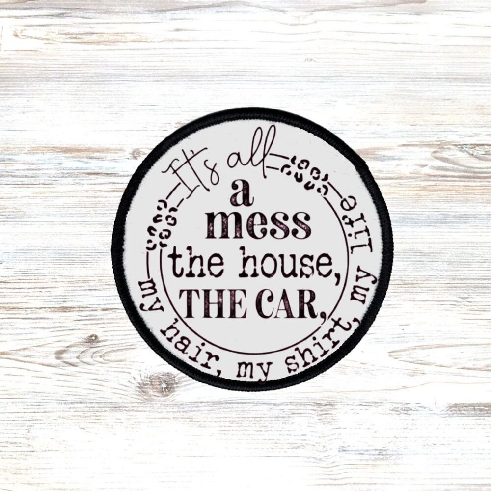 All A Mess Funny Sublimation DYI Fabric Hat Patch Glue Iron On Sew Hat Patch